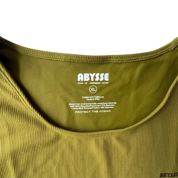 Abysse x Free People Poppler Surf Rash Guard in Palm Olive | XL NWT - Picture 5 of 8